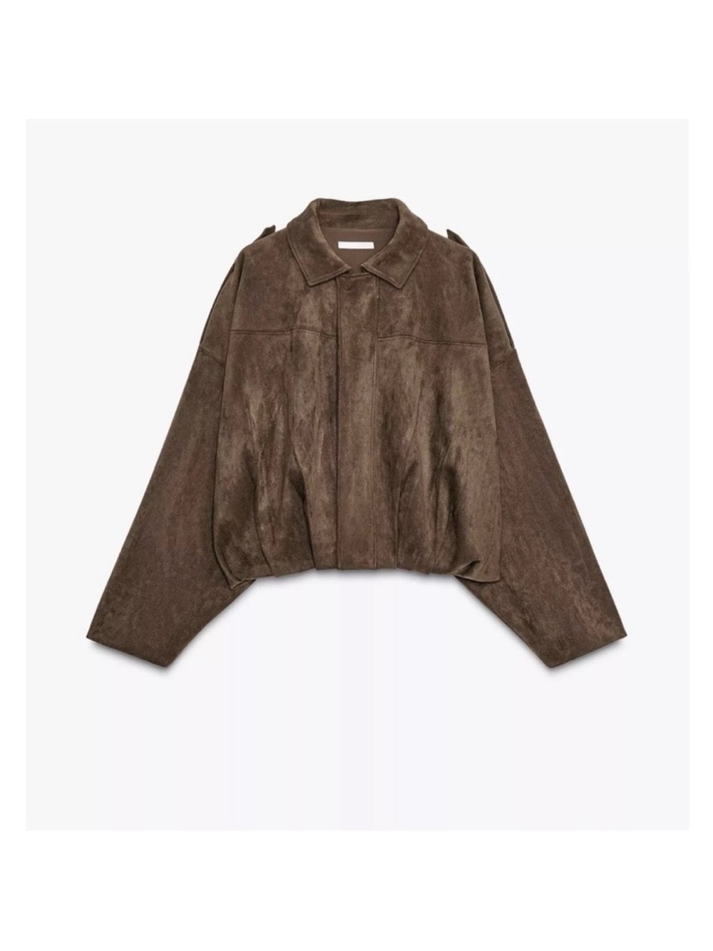 Zara Suede Effect Bomber Jacket - Brown